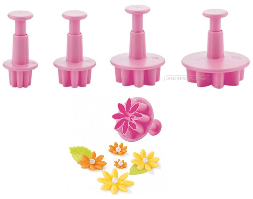 Cookie Cutters With Piston  Daisies 4 Pcs ?Delicia Deco?