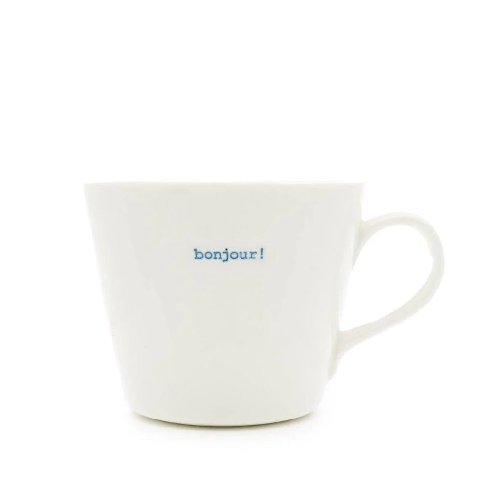 Keith Brymer Jones - French/Francais Word Range - Standard Ceramic White Mug - bonjour! - 350ml - Gift Boxed