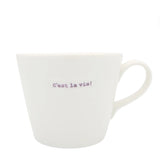 Keith Brymer Jones - French/Francais Word Range - Standard Ceramic White Mug - C'est la vie! (lilac) - 350ml - Gift Boxed