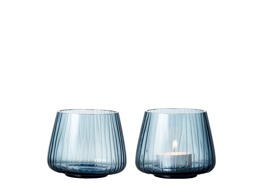 Tealight holder Kusintha 7.5cm 2 pcs Blue Glass