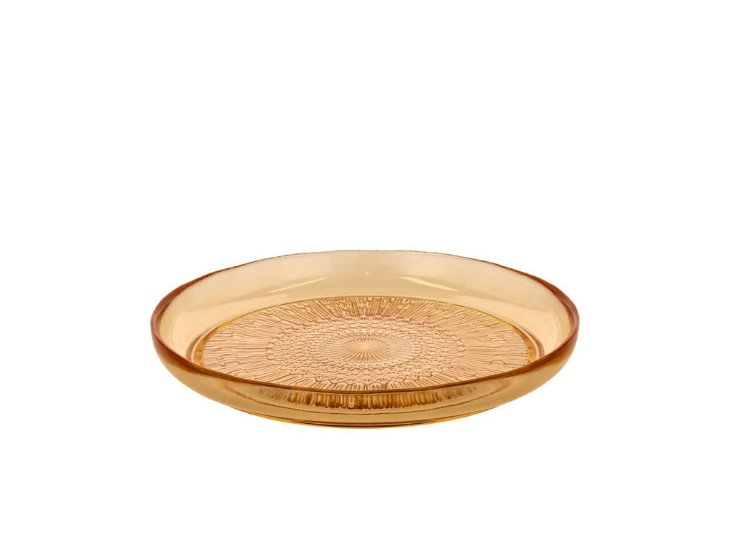 Glass Plate Kusintha 25cm Amber