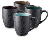 Mugs w.handle black/dark. 4 pcs.