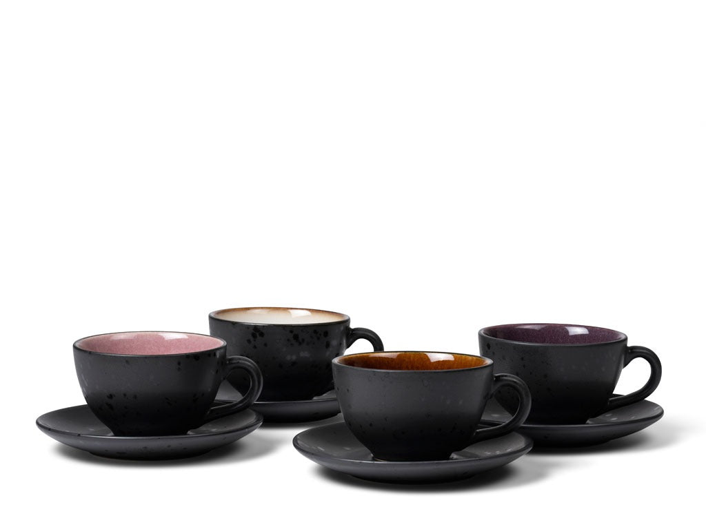 Cup w saucer 24cl 4pcs black/light