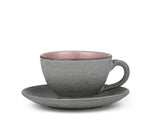 Cup w saucer 24cl Grey/Light pink
