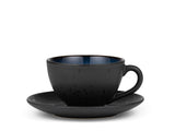 Cup w saucer 24cl black/blue