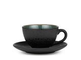 Cup w saucer 24cl black/green