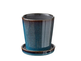Planter w saucer 10cm Darkb/black BITZ