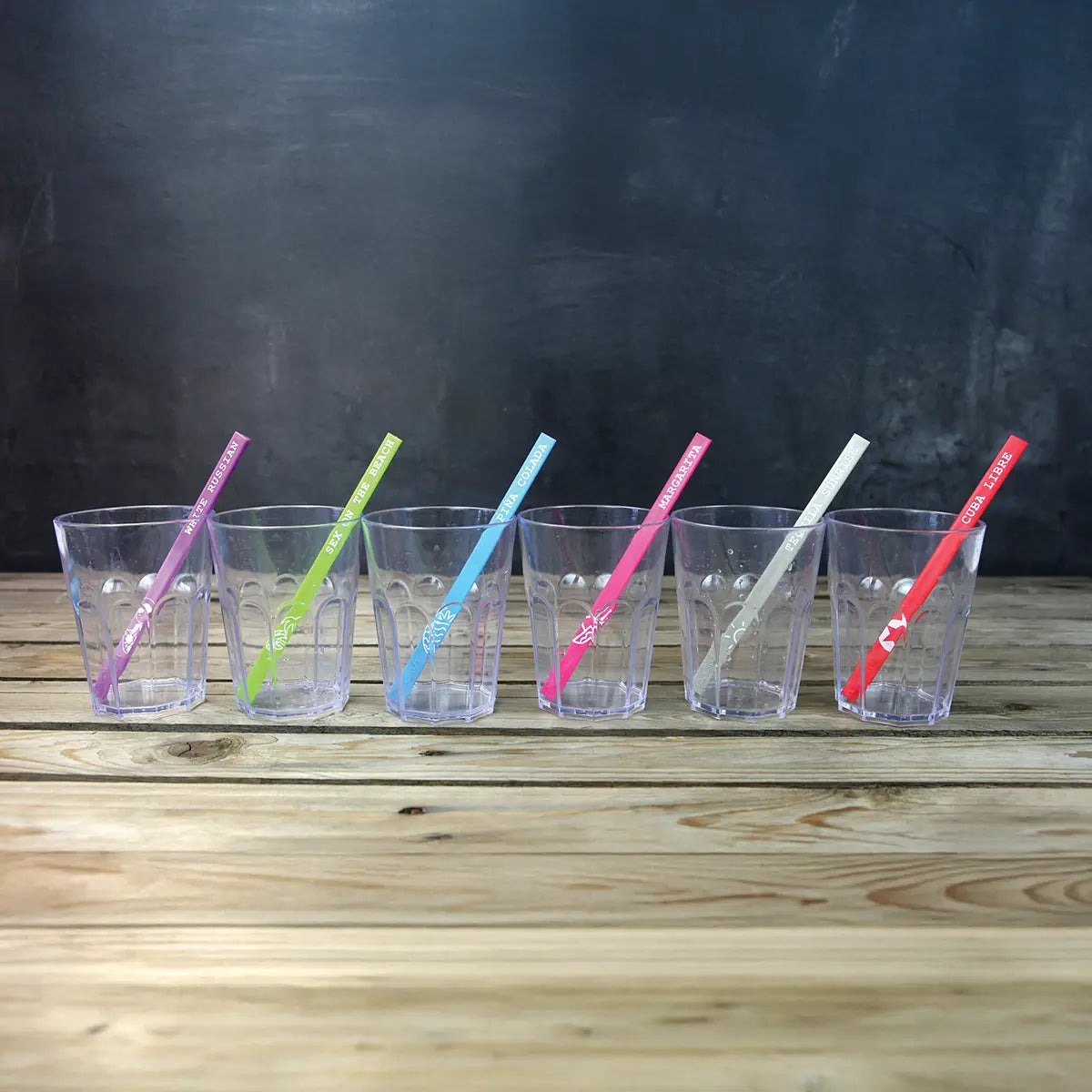 Easy Cocktail set of 6 - cocktail recipes on stirrer