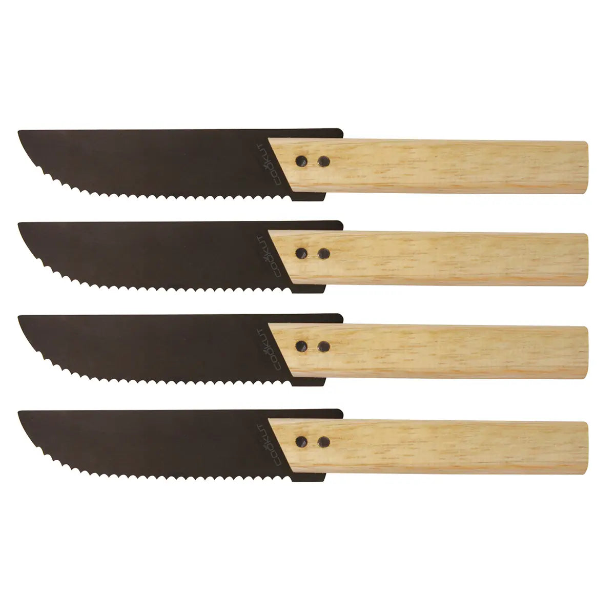 Eve - Set of 4 steel steak knives with mapple wood handle