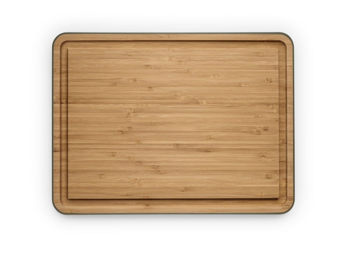Green tool bamboo cutting board with juice groove