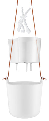 Self watering hanging pot  Clay white