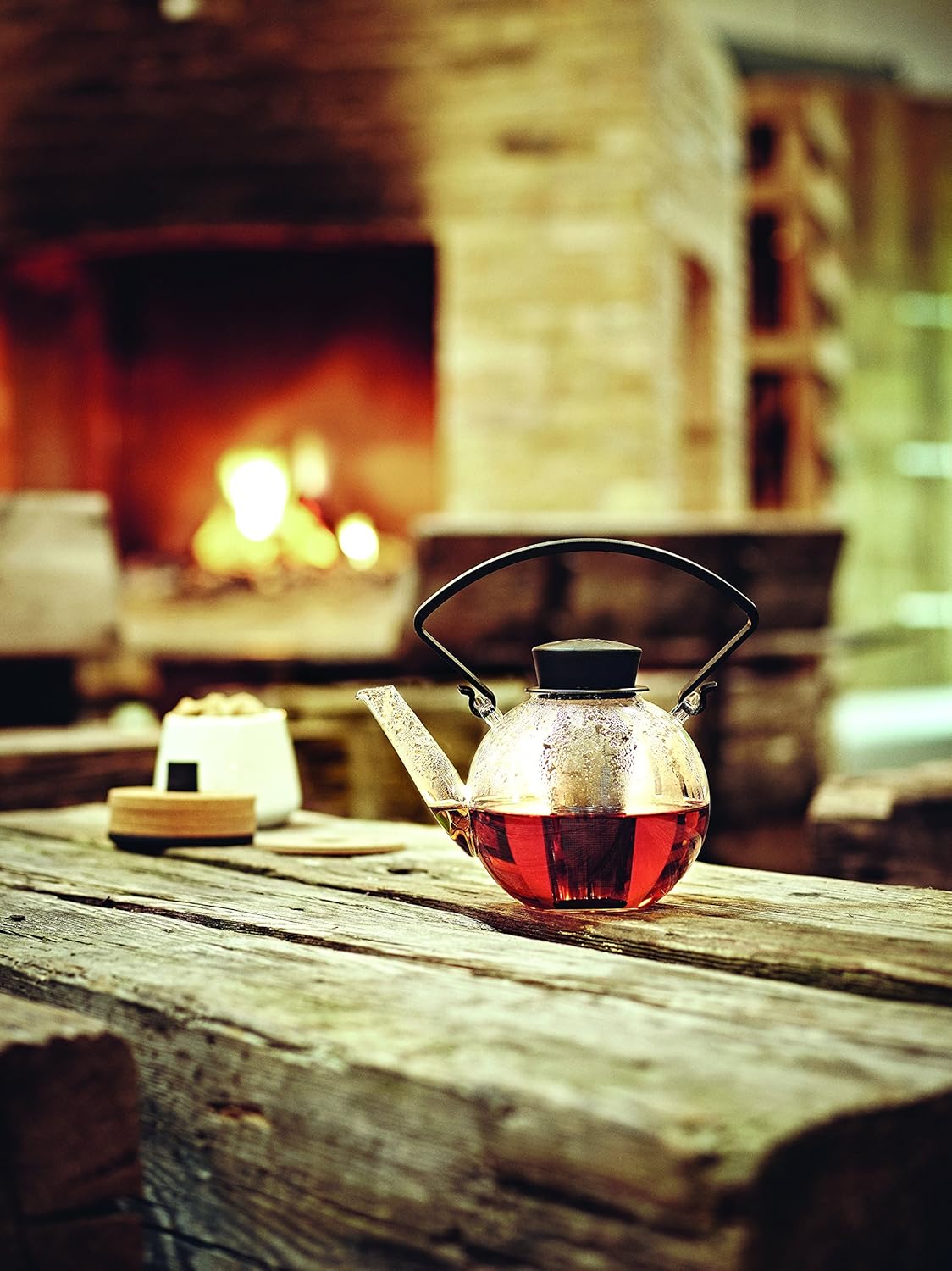 Glass teapot with clip handle & stainless steel filter - Green