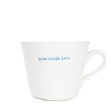 Keith Brymer Jones - Word Range - Standard Ceramic White Mug - live laugh love - 350ml - Gift Boxed