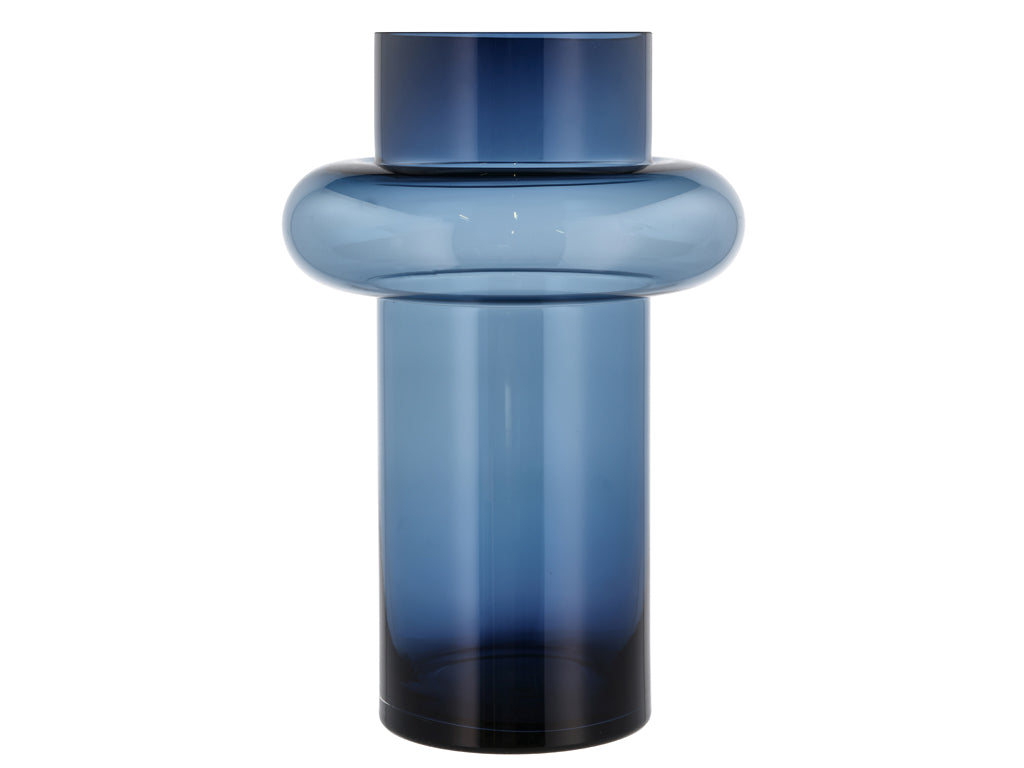 Vase Tube 40 cm Dark Blue Glass