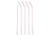 Straw with bend 21.5 cm 4 pcs Pink Glass