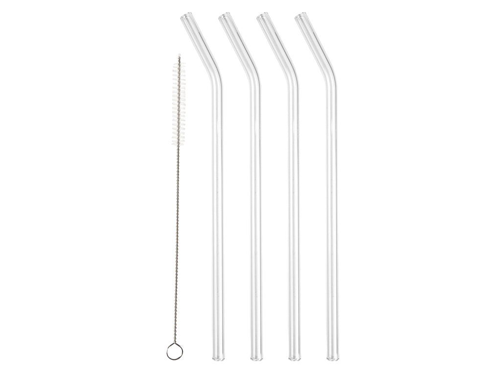 Straw with bend 21.5 cm 4 pcs Clear Glass