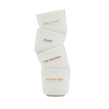 Egg Cup Set Of 4 - What Came (Green) First (Blue) The Chicken (Red) Or The Egg (Orange)