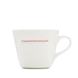 Keith Brymer Jones - Word Range - Standard Ceramic White Mug - overworked/underpaid - 350ml - Gift Boxed