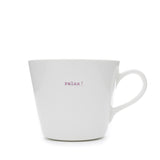 Keith Brymer Jones - Word Range - Standard Ceramic White Mug - relax! - 350ml - Gift Boxed