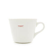 Keith Brymer Jones - Word Range - Standard Ceramic White Mug - happy! (red) - 350ml - Gift Boxed