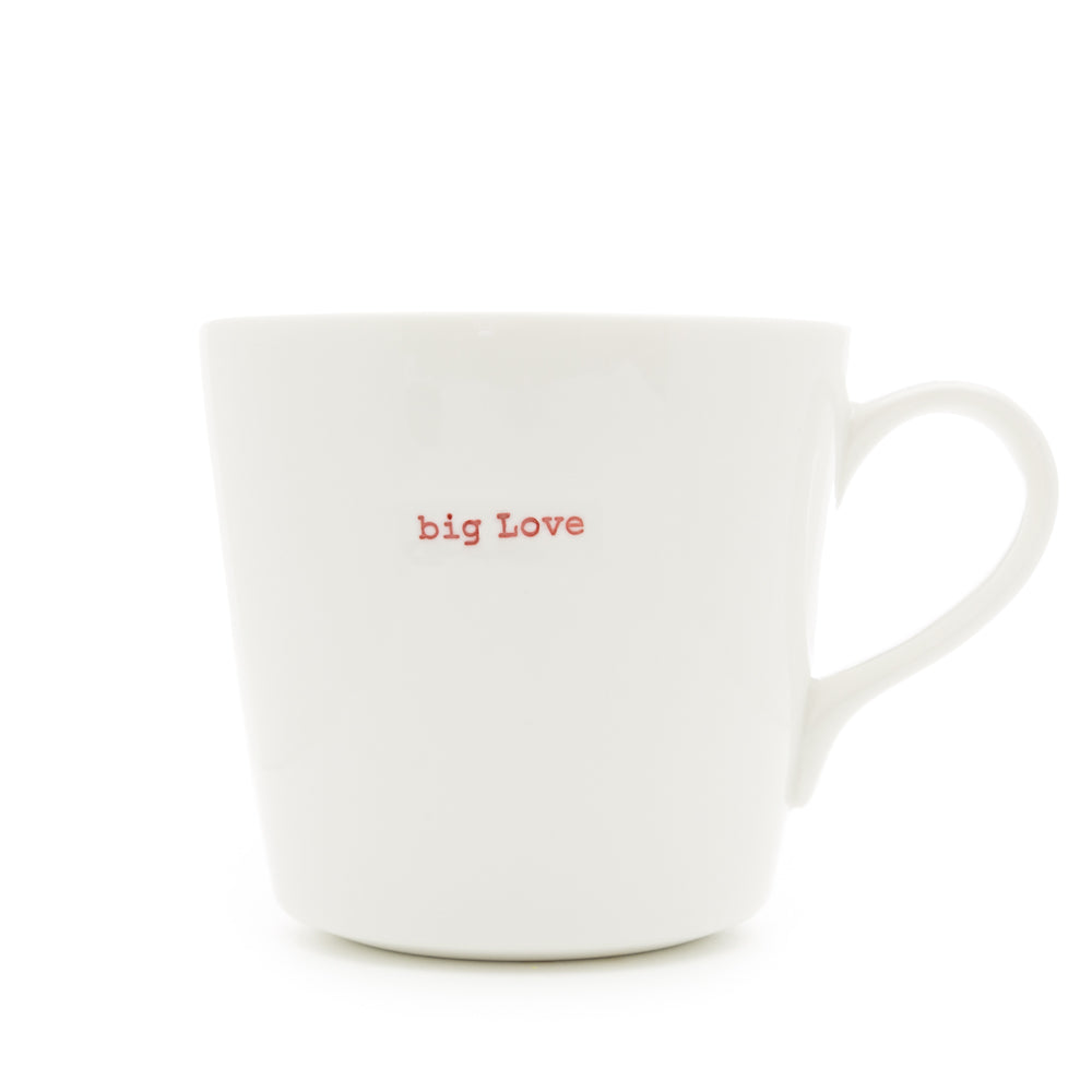 Keith Brymer Jones - Word Range - Large Ceramic White Mug - big love (red) - 500ml - Gift Boxed