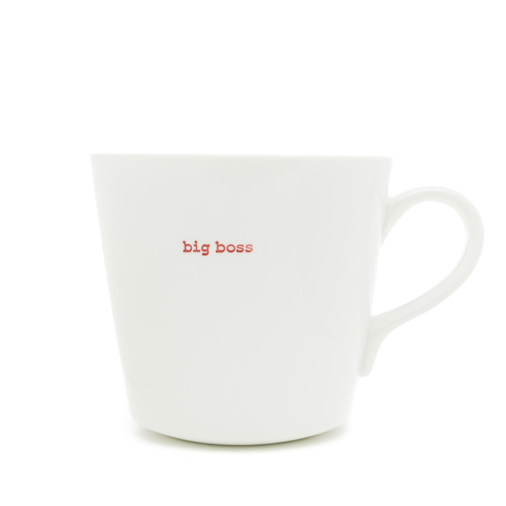 Keith Brymer Jones - Word Range - Large Ceramic White Mug - big boss - 500ml - Gift Boxed