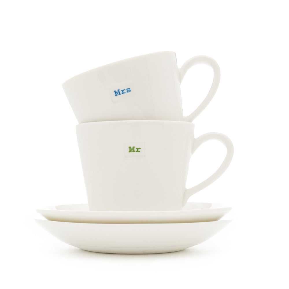 Keith Brymer Jones Espresso Cup & Saucer Pair - Mr Mrs