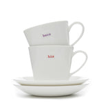 Espresso Cup & Sets - 100ml - Cup & Saucer Pair - His (Red) & Hers (Lilac)