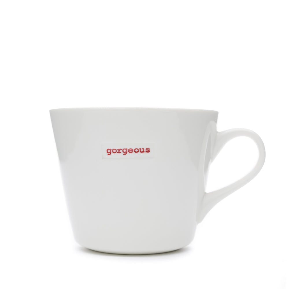 Keith Brymer Jones - Word Range - Standard Ceramic White Mug - gorgeous - 350ml - Gift Boxed