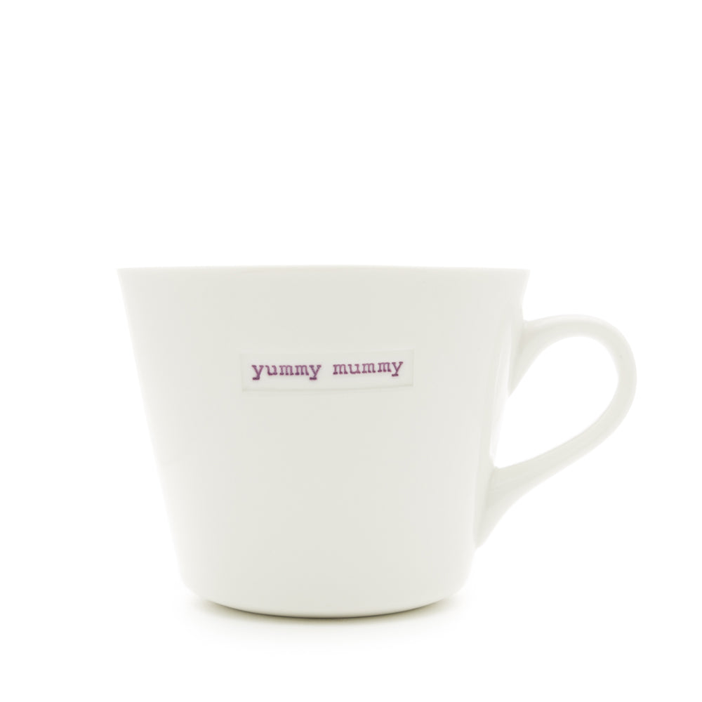 Keith Brymer Jones - Word Range - Standard Ceramic White Mug - yummy mummy - 350ml - Gift Boxed
