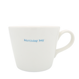Keith Brymer Jones - Word Range - Standard Ceramic White Mug - birthday boy - 350ml - Gift Boxed