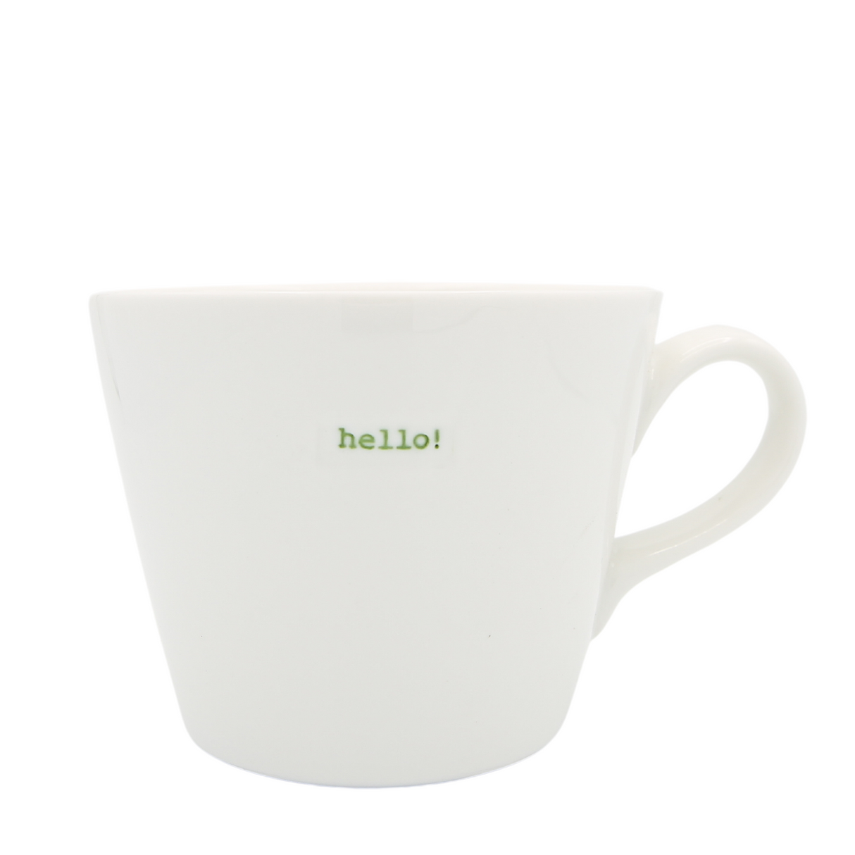 Keith Brymer Jones - Word Range - Standard Ceramic White Mug - hello! (green) - 350ml - Gift Boxed