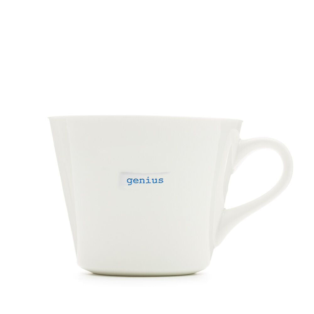 Keith Brymer Jones - Word Range - Standard Ceramic White Mug - genius - 350ml - Gift Boxed