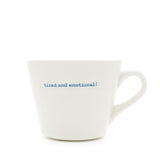 Keith Brymer Jones - Word Range - Standard Ceramic White Mug - tired and emotional! - 350ml - Gift Boxed