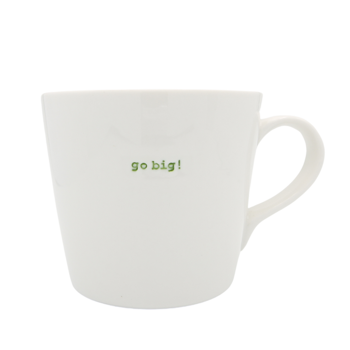 Keith Brymer Jones - Word Range - Large Ceramic White Mug - go big! (green) - 500ml - Gift Boxed