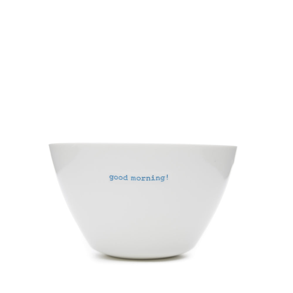 Keith Brymer Jones - Word Range - Medium Ceramic White Bowl - good morning! - 500ml - Gift Boxed