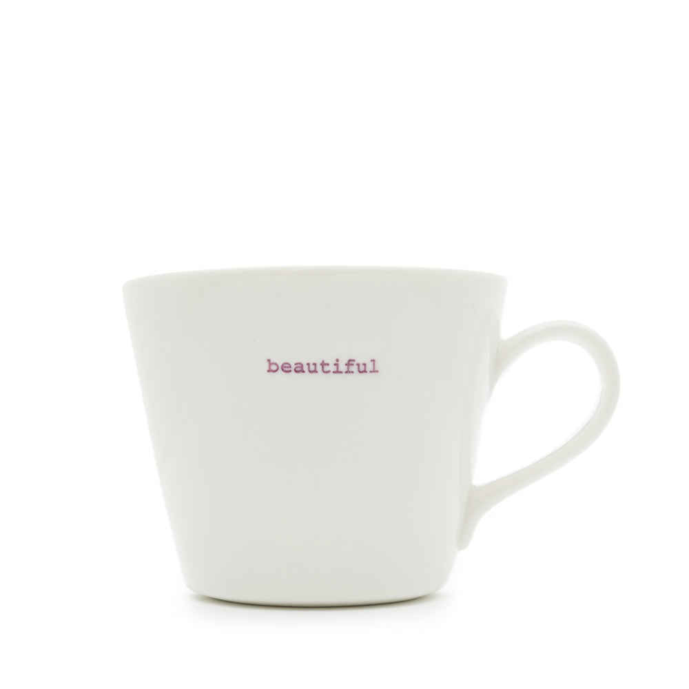 Keith Brymer Jones - Word Range - Standard Ceramic White Mug - beautiful - 350ml - Gift Boxed