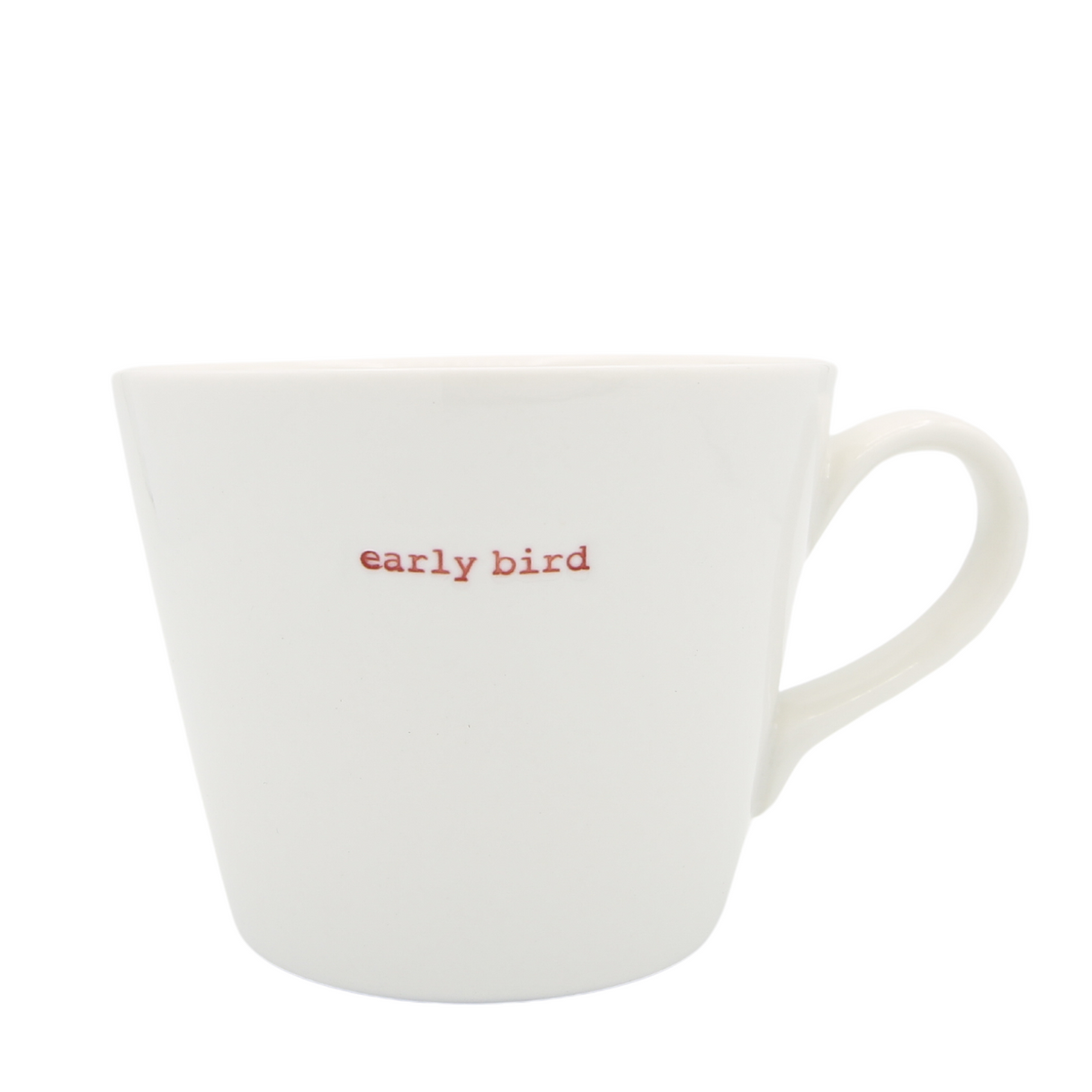 Keith Brymer Jones - Word Range - Standard Ceramic White Mug - early bird (red) - 350ml - Gift Boxed