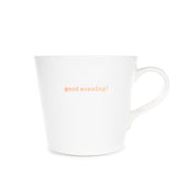 Keith Brymer Jones - Word Range - Large Ceramic White Mug - good morning! (orange) - 500ml - Gift Boxed