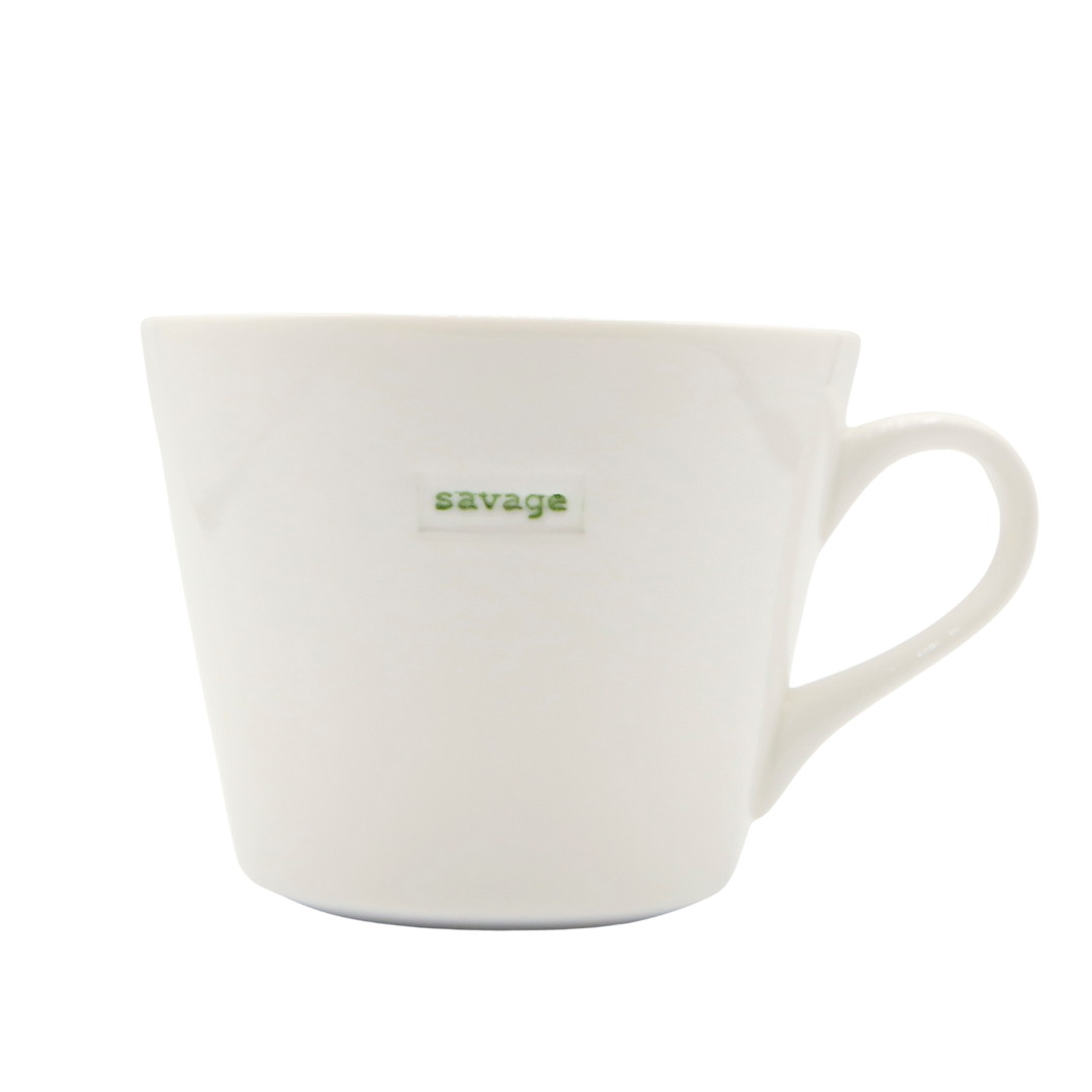 Keith Brymer Jones - Word Range - Standard Ceramic White Mug - savage - 350ml - Gift Boxed