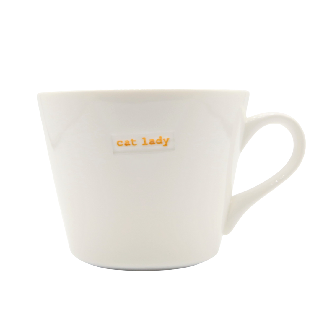 Keith Brymer Jones - Word Range - Standard Ceramic White Mug - cat lady - 350ml - Gift Boxed
