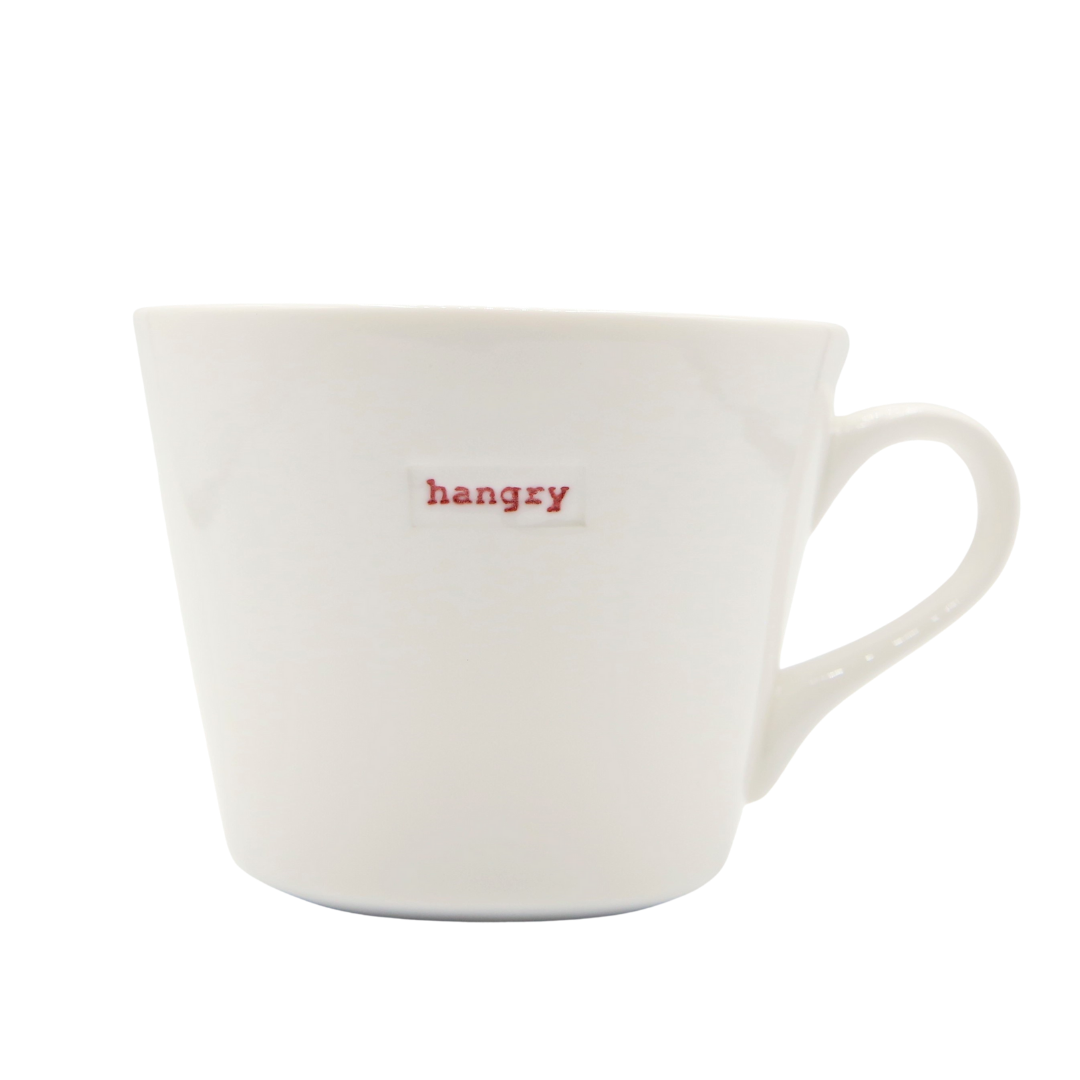 Keith Brymer Jones - Word Range - Standard Ceramic White Mug - hangry - 350ml - Gift Boxed