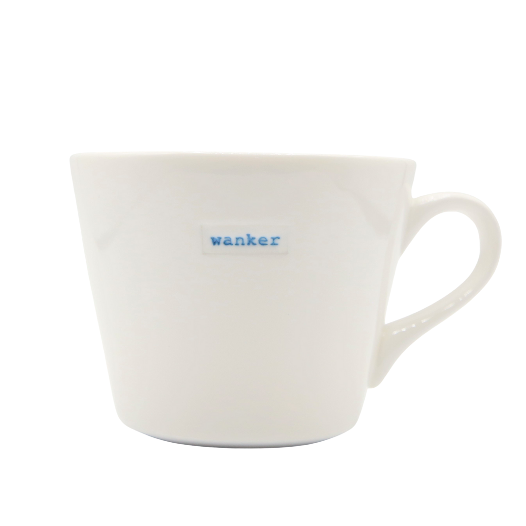 Keith Brymer Jones - Rude Word Range - Standard Ceramic White Mug - wanker - 350ml - Gift Boxed