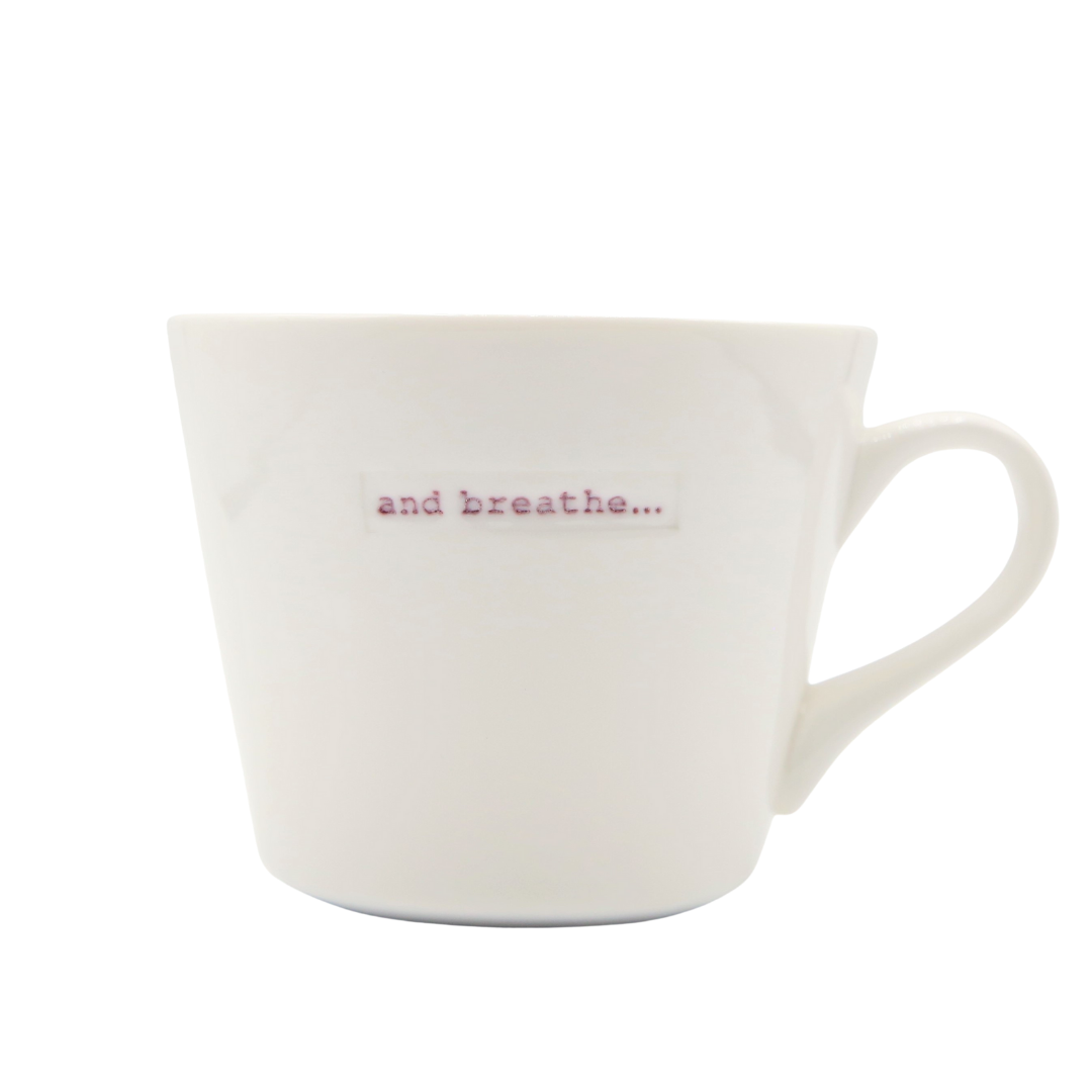 Keith Brymer Jones - Word Range - Standard Ceramic White Mug - and breathe... - 350ml - Gift Boxed