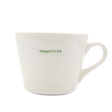 Keith Brymer Jones - Word Range - Standard Ceramic White Mug - veganlife - 350ml - Gift Boxed