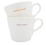 Keith Brymer Jones Bucket Mug Pair 350ml - good morning! (orange) good night! (lilac)