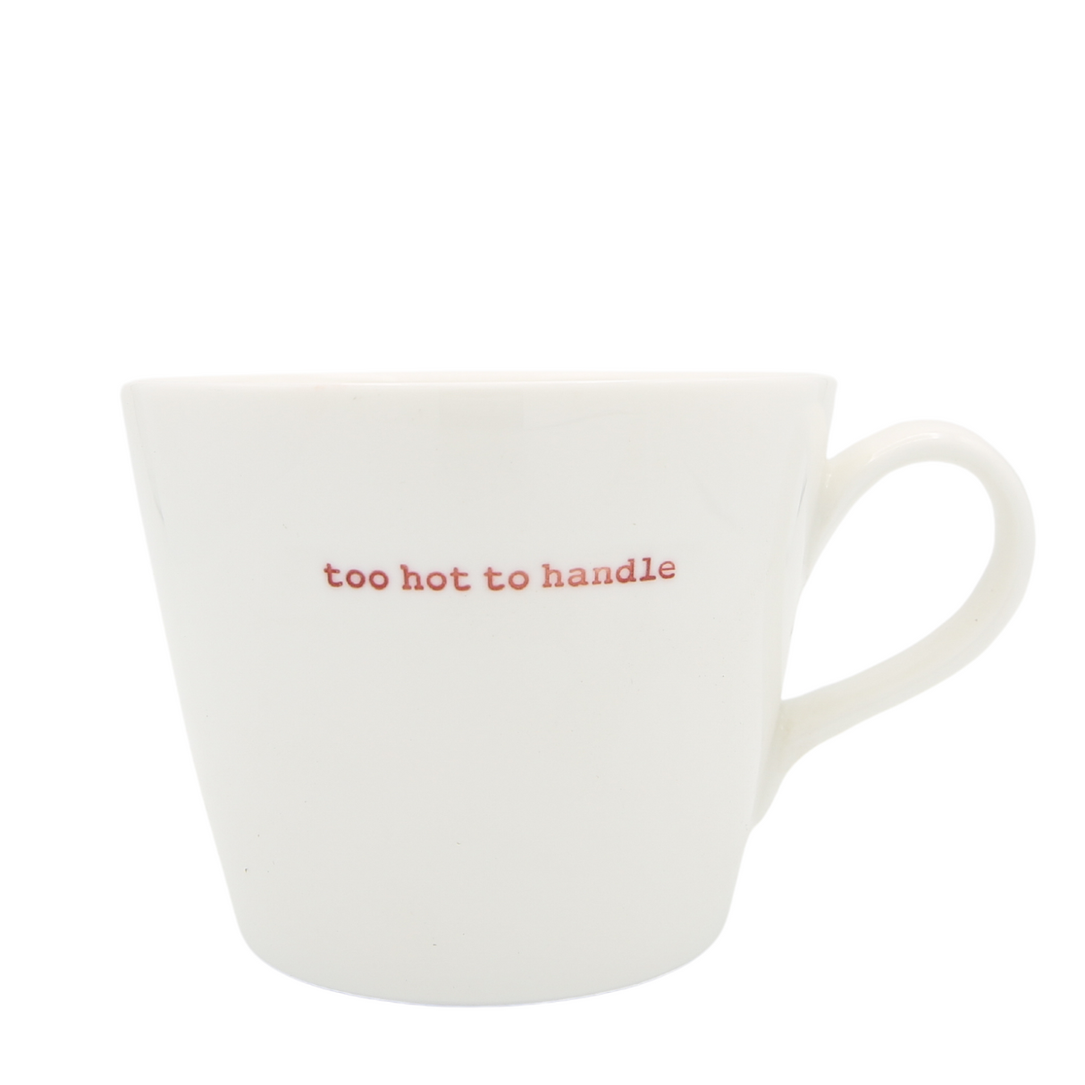 Keith Brymer Jones - Word Range - Standard Ceramic White Mug - too hot to handle (red) - 350ml - Gift Boxed