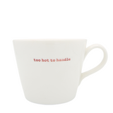 Keith Brymer Jones - Word Range - Standard Ceramic White Mug - too hot to handle (red) - 350ml - Gift Boxed