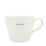 Keith Brymer Jones - Word Range - Standard Ceramic White Mug - mon cheri (red) - 350ml - Gift Boxed