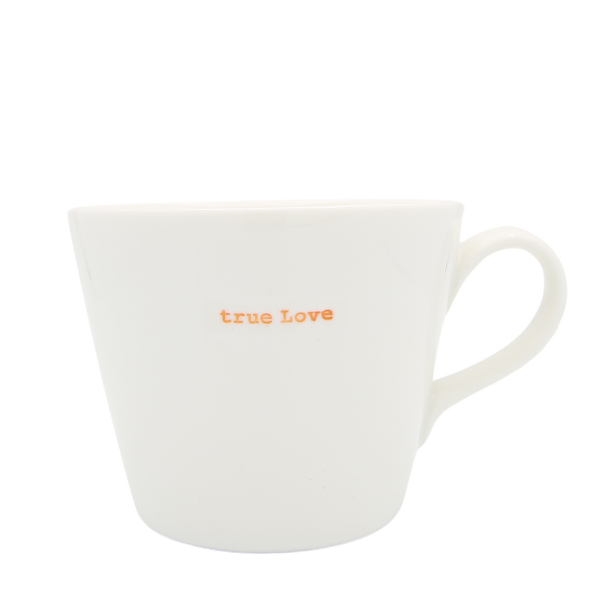 Keith Brymer Jones - Word Range - Standard Ceramic White Mug - true love (orange) - 350ml - Gift Boxed